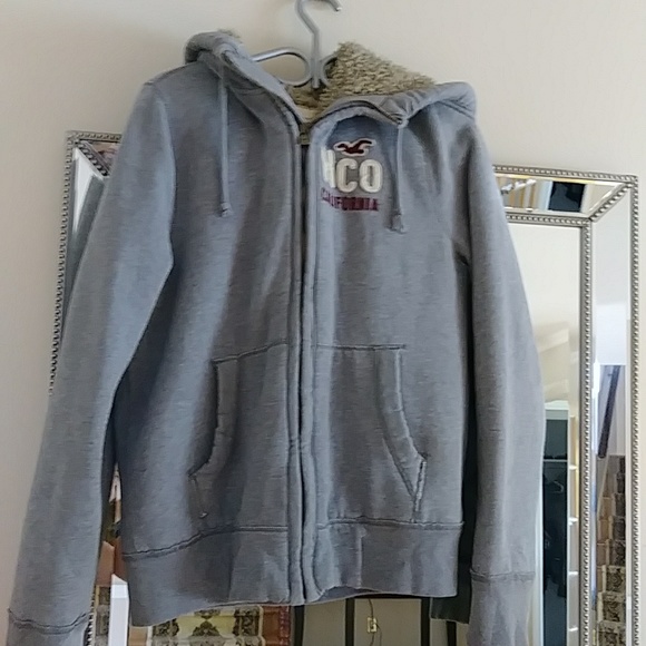 Y2K Hollister heavy sherpa lined sweatshirt zip up jacket sz S - Picture 2 of 10